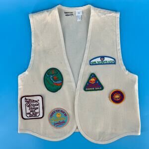 80s Girl Scout vest with embroidered patches 1980s vintage
